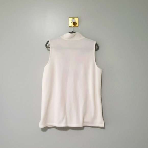 Quacker Factory Women Zip Fleece Vest Winter White Poinsettia Holiday Christmas - Picture 5 of 13